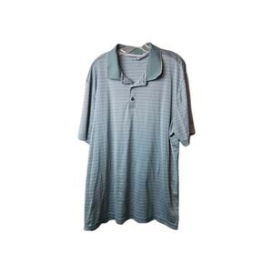 Adidas Golf Polo Shirt Mens Size 3XL Medium Blue/Gray Striped Short Sleeve